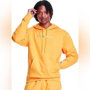 Champion Yellow Classic Fleece Hoodie size Small